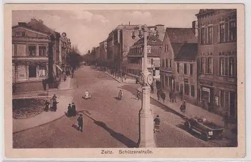 908625 Ak Zeitz Schützenstraße mit Homberg-Uhr 1926