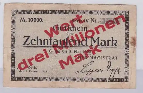 3 Millionen Mark Überdruck Banknote Inflation Stadt Zeitz 8.2.1923 (126593)