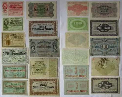 11 x Banknoten Inflation Stadt Dresden 1911-1923 (143189)