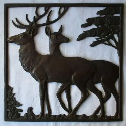 Kunstguss Wandbild Hirsch Wild Kunstgießerei Lauchhammer Hans Harders (106332)