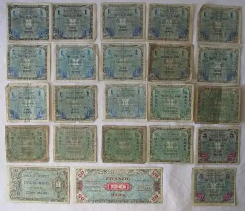 23 Banknoten 1/2 bis 20 Mark alliierte Besatzung 1944 (123077)