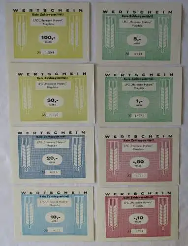 8 Banknoten 0,10 bis 100 Mark DDR LPG Geld "Hermann Matern" Magdala (145133)