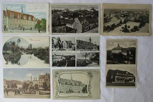907908 / 8 Ak Zeitz Brühl, Elsterpartie, Waisenhaus, Rathaus usw. um 1905 - 1930