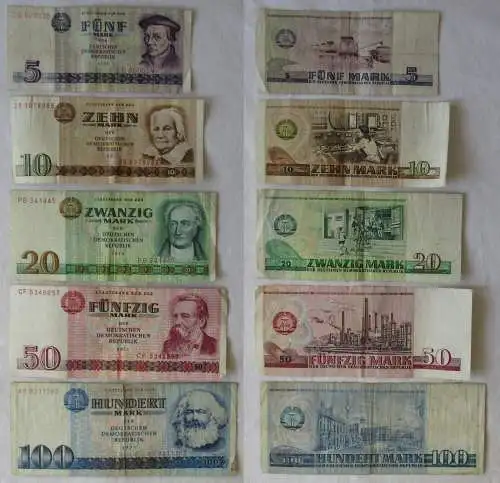 Banknoten Satz 5 bis 100 Mark DDR 1971-1975 gebraucht (142483)