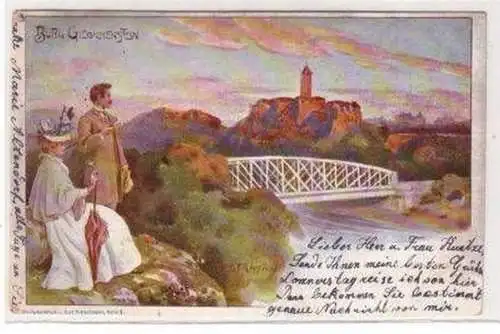 47523 Ak Lithographie Halle a.S. Burg Giebichenstein 1902