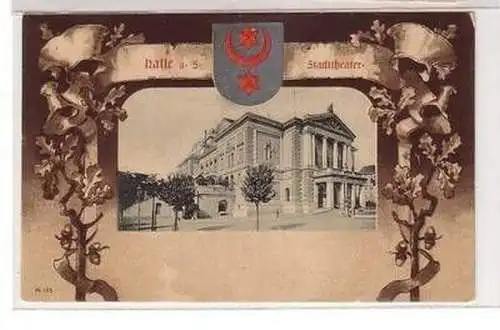 47632 Wappen Rahmen Ak Halle a.S. Stadttheater um 1900