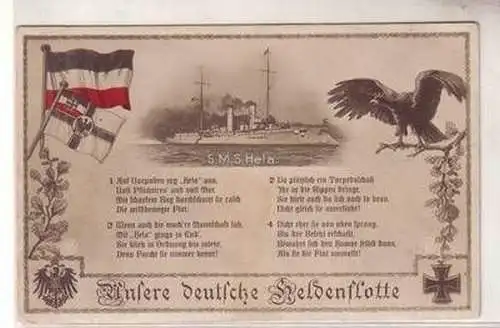 53060 Ak "Unser Deutsche Heldenflotte" S.M.S. Hela um 1915