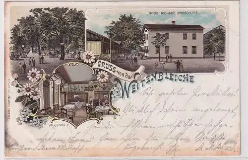 03562 Ak Lithographie Gruß von der Weitenbleiche bei Bautzen Gasthof 1897
