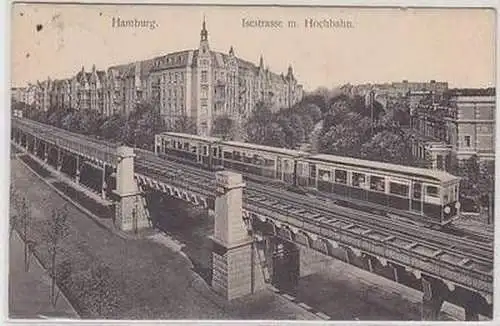50320 Ak Hamburg Isestraße mit Hochbahn 1910