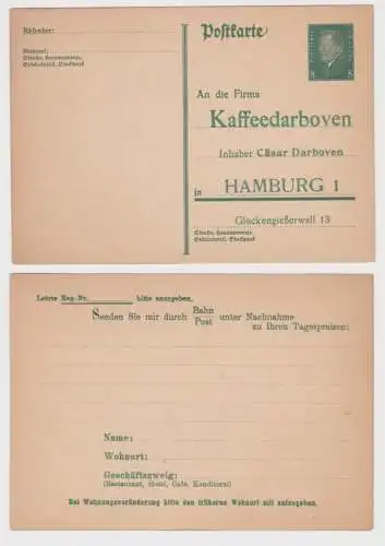 97870 DR Ganzsachen Postkarte P181 Zudruck Kaffeedarboven Hamburg