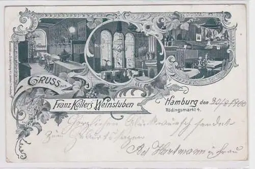 82195 AK Gruss aus Franz Köller's Weinstuben, Rödlingsmarkt 4, Hamburg 1900