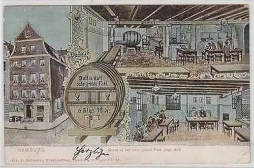 51888 Ak Hamburg Gruß ut dat oole groote Fatt 1906
