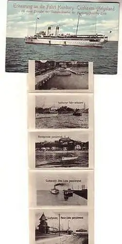 60571 Leporello Ak Erinnerung an die Fahrt Hamburg Cuxhaven Helgoland um 1910
