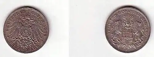 3 Mark Silber Münze Hansestadt Hamburg 1909
