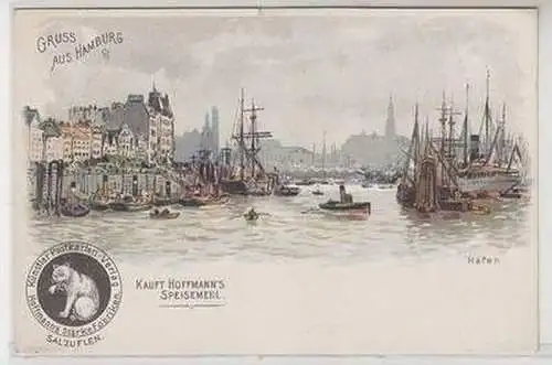 53667 Reklame Hoffmanns Speisemehl Ak Gruß aus Hamburg um 1900