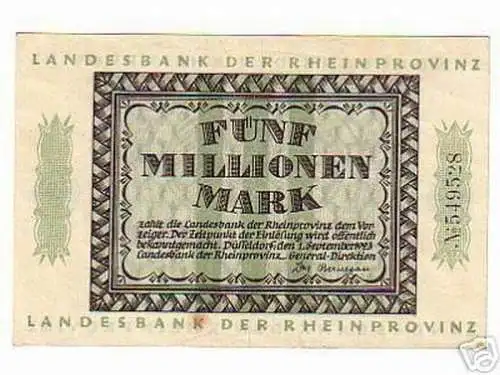 seltene Banknote Inflation 5 Millionen Mark Düsseldorf