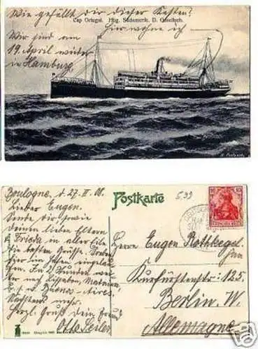 29161 Ak Cap Ortegal Hamburg Südamerika Schiffahrt 1908