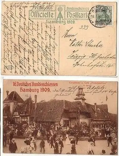 60076 Ak 16. Deutsches Bundesschiessen Hamburg 1909 Conditorei und Café