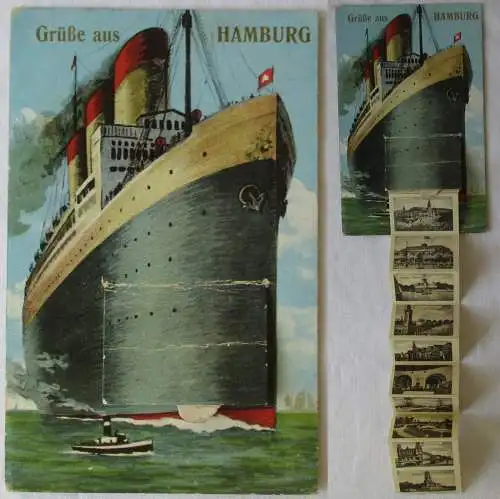 56955 Leporello Ak Grüße aus Hamburg um 1915