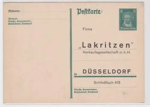 67663 DR Ganzsachen Postkarte P176 Zudruck Lakritzen Verkaufsgesell. Düsseldorf