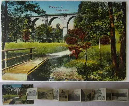 54689 Leporello Ak Plauen i.V. Syratalbrücke 1926