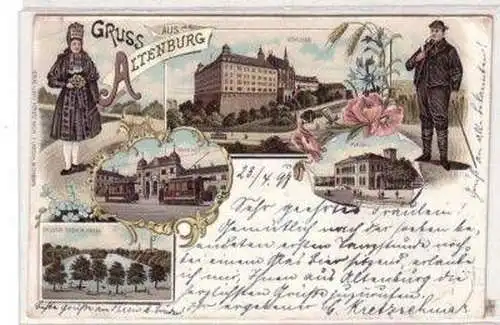 48958 Ak Lithografie Gruss aus Altenburg Bahnhof usw. 1897