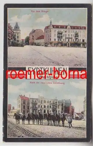 73183 Mehrbild Feldpost Ak Eydtkuhnen Tschernyschewskoje Marktplatz 1915