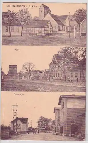 24785 Mehrbild Ak Schönhausen a.d.Elbe Post, Bahnhöfe 1918