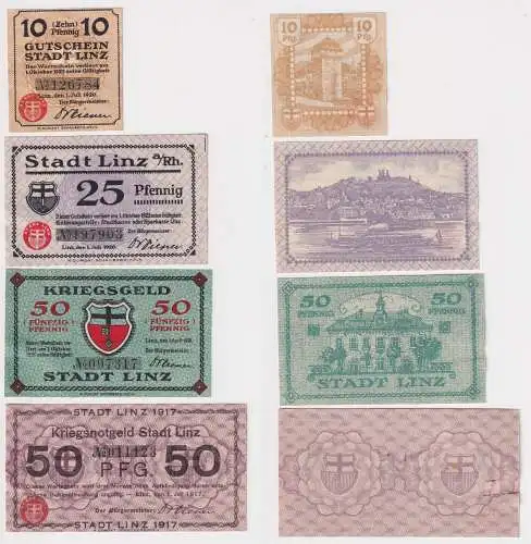 4 Banknoten Notgeld Stadt Linz am Rhein 1917/1920 (168984)