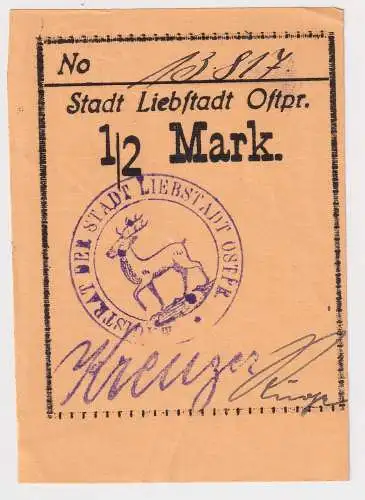 1/2 Mark Banknote Notgeld Stadt Liebstadt Ostpreussen ohne Datum (169000)