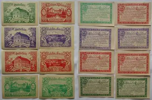 8 Banknoten 10 bis 50 Heller Notgeld Gemeinde Eggendorf 1920 (159305)