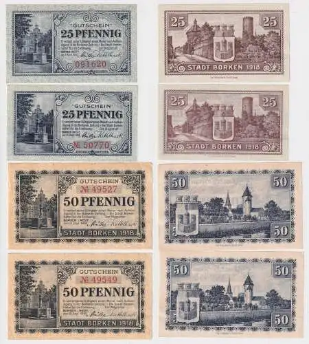 2x 25 und 50 Pfennig Banknoten Notgeld Stadt Borken 1918 (168942)