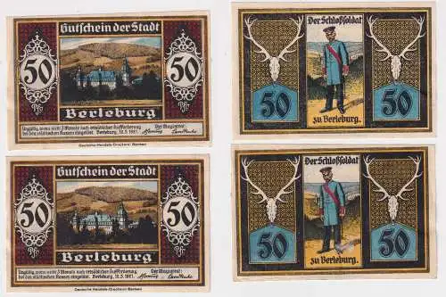 2 x 50 Pfennig Banknoten Notgeld Stadt Berleburg 12.3.1921 (168833)