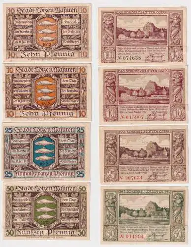 4 Banknoten Notgeld Stadt Lötzen Gizycko Masuren Ostpreussen 1920 (168995)