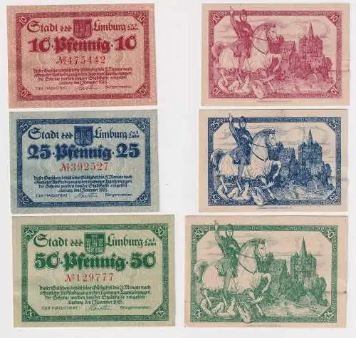 3 Banknoten Notgeld Stadt Limburg an der Lahn 1918 (168985)