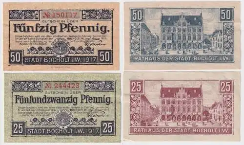 25 und 50 Pfennig Banknoten Notgeld der Stadt Bocholt i.W. 1917 (168919)