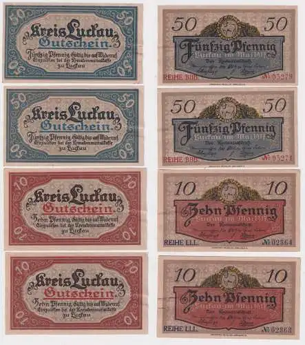 2 x 10 + 50 Pfennig Banknote Notgeld Kreis Luckau Mai 1917 (167109)