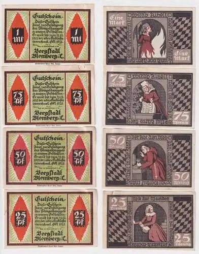 4 Banknoten 25 Pfennig bis 1 Mark Notgeld Bergsttadt Blomberg i.L. 1921 (169174)