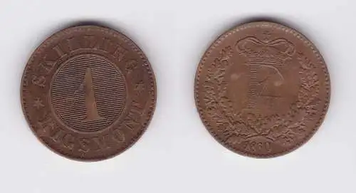 1 Skilling Rigsmont Kupfer Münze Dänemark 1860 (158288)