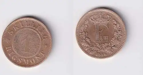 1 Skilling Rigsmont Kupfer Münze Dänemark 1856 ss (143890)