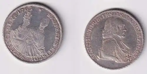1 Taler Silber Münze Erzbistum Salzburg Sigismund III. 1761 f.vz (125296)