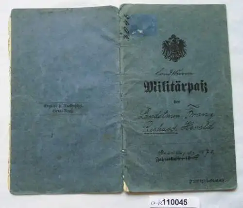 Militärpaß Landsturm 2. Ers. Batl.I.R.133 4. Komp. 1. Weltkrieg (110045)