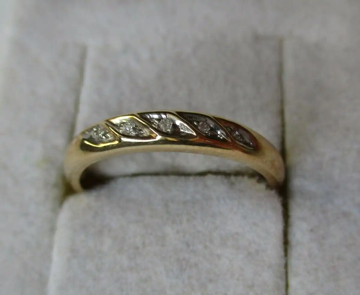 hochwertiger Goldring 375 9 Karat Gelbgold Diamant Brillant ~0,05ct (128359) 0