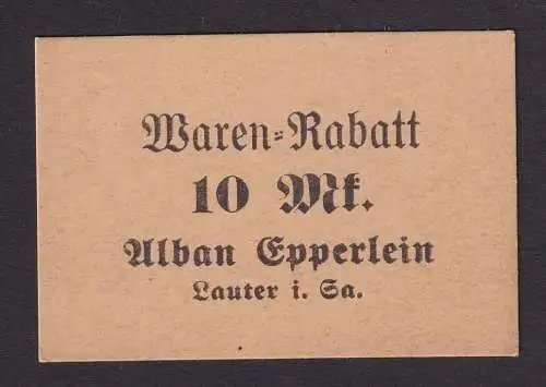 Rabattkarte Waren-Rabatt Alban Epperlein Lauter i.Sa. 10 Mark um 1930 (102782)