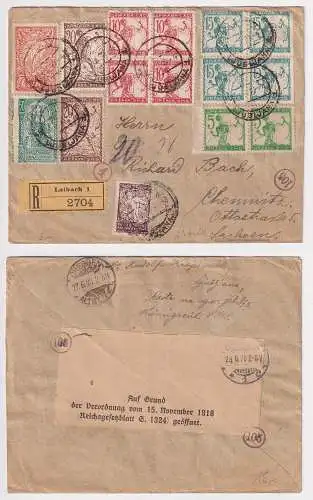 903120 Einschreiben Brief von Laibach nach Chemnitz 1920