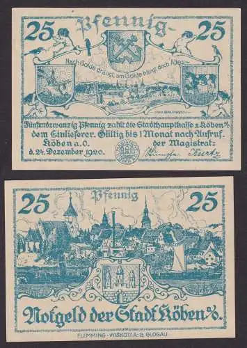 Banknote Notgeld 25 Pfennig Stadt Köben an der Oder 1920 (107007)