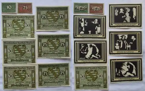 8 Notgeldscheine Stadt Auerbach im Vogtland 1920/1921 (104254)