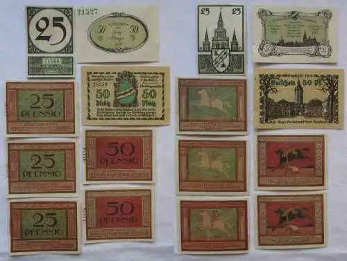 8 Banknoten Notgeld Stadt Ansbach 1917/1920 (105280)