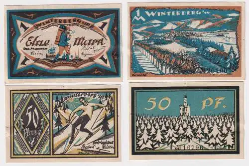 2 Banknoten Notgeld Winterberg i.W. 50 Pfennig & 1 Mark  (168991)