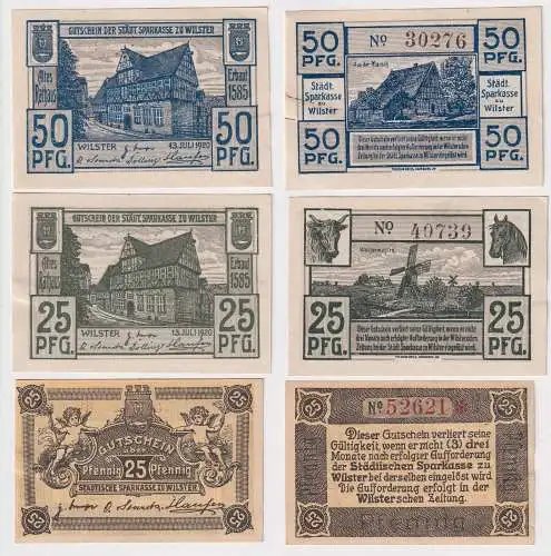 3 Banknoten Notgeld städtische Sparkasse Wilster 1920 (168951)